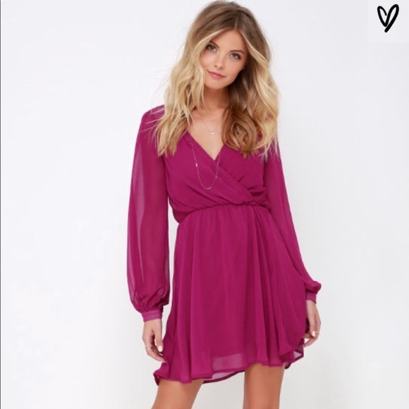 chiffon wrap dress with sleeves